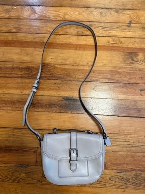 Coach Leather Crossbody Bag Taupe Neutral Small Saddle Bag AS IS Project